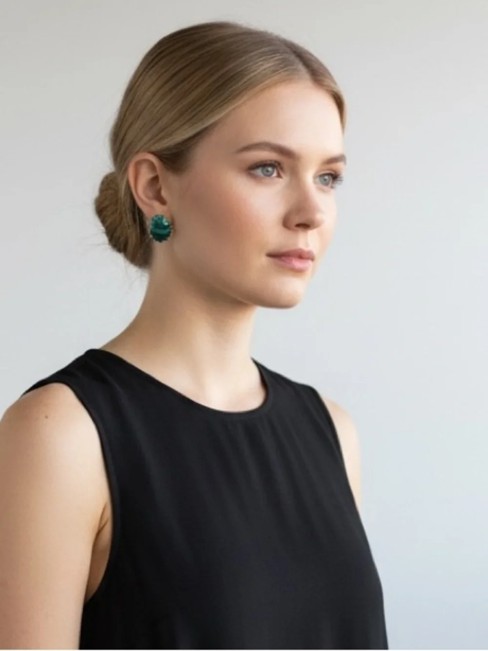 Plunder Teal Green Marbled Oval Stud Earrings fashion jewelry New